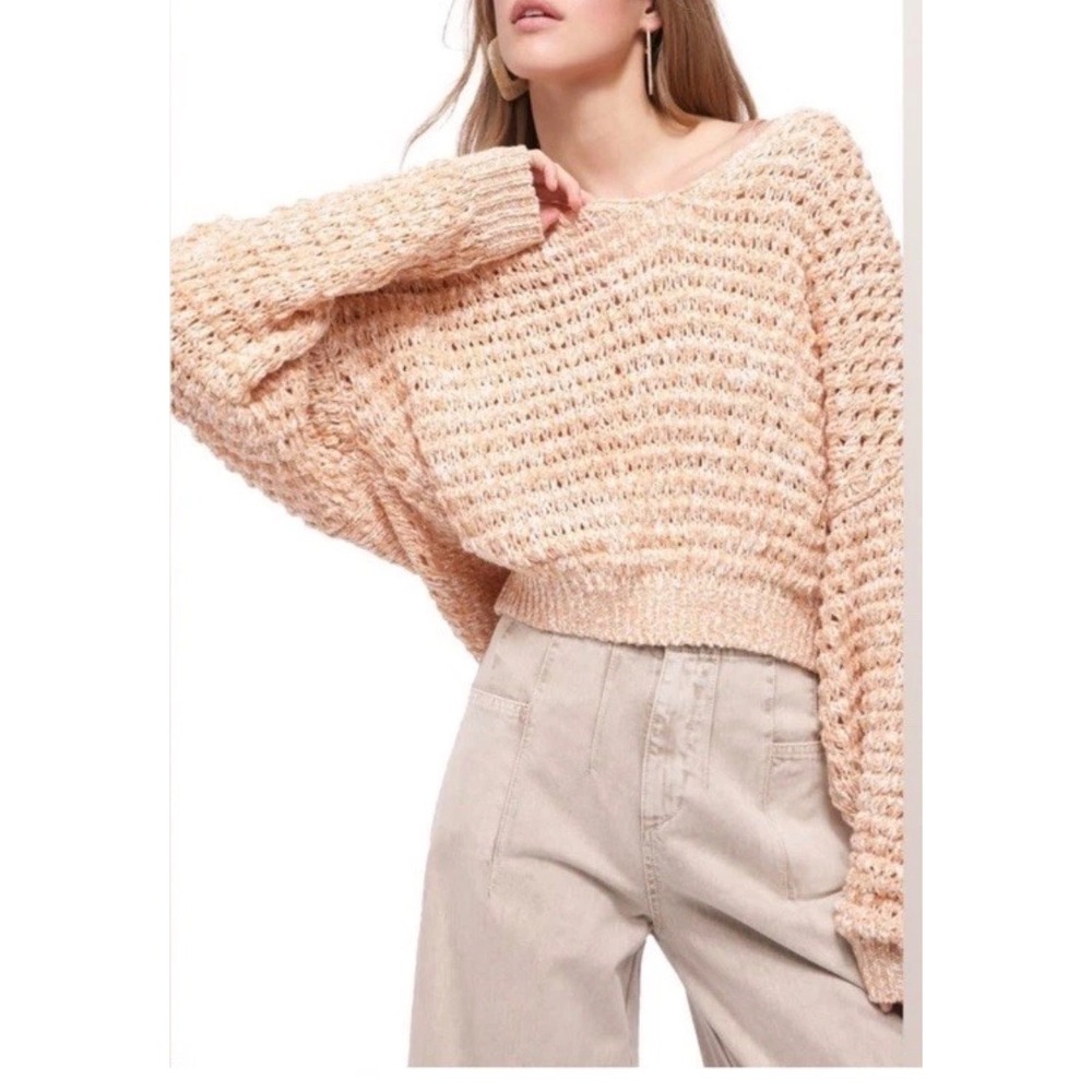 Free People Coconut V-neck sweater in Sandy Combo Size Medium